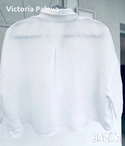 Ленена блуза/риза кроп камбанка, снимка 7 - Ризи - 51462250