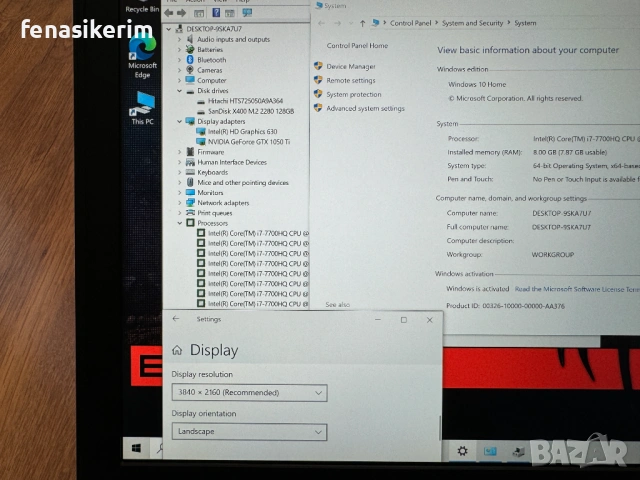 15.6' 4K UHD i7-7700HQ DELL Gaming 7567  8GB DDR4/128GB SSD+500GB/GTX 1050 Ti 4GB/Подсветка/Бат 3ч, снимка 7 - Лаптопи за игри - 53333627