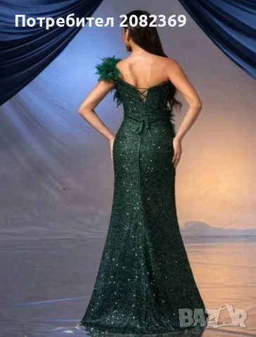 Официална рокля с пера и паети, снимка 2 - Рокли - 51825523