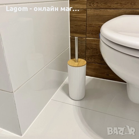 Комплект аксесоари за баня Ruhhy 24635 – 6 елемента с бамбукови детайли, бял цвят, снимка 9 - Органайзери - 52549605