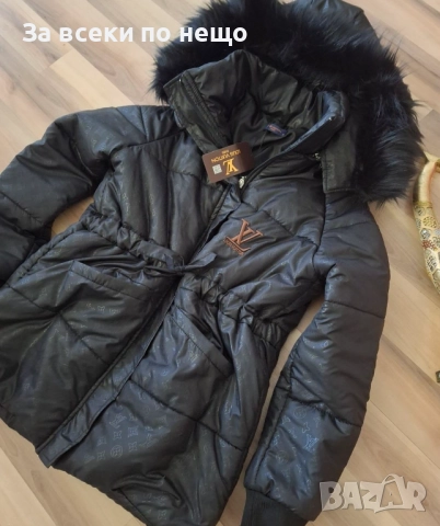 Black Weekend💯✅🖤Louis Vuitton Дамско Черно Зимно Яке С Качулка Код A1226