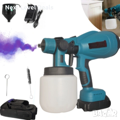 🎨 Акумулаторен безжичен пистолет за боядисване – 21V с 2 батерии, снимка 6 - Други инструменти - 53748994