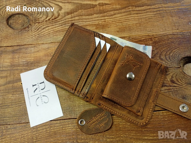 Ръчно изработен мъжки кожен портфейл 
