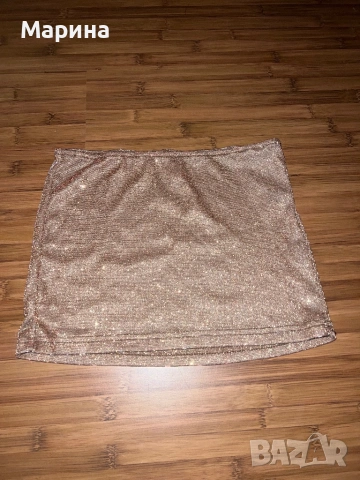 кафява блестяща мини пола с брокат