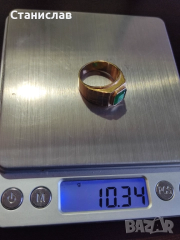 Масивен златен пръстен с Колумбийски смарагд/изумруд, снимка 3 - Пръстени - 51840416