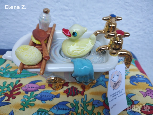 Уникален декоративен чайник Вана с патенце Swineside Англия, снимка 2 - Декорация за дома - 54003494