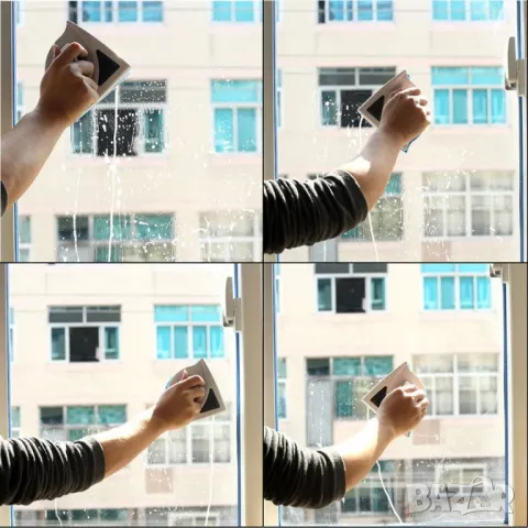 Уред за двустранно почистване на прозорци , снимка 5 - Мопове, кофи, четки и метли - 50381627