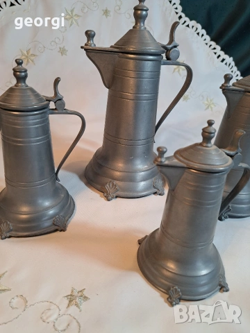 комплект 4 цинкови кани с похлупак 32/1, снимка 5 - Антикварни и старинни предмети - 53093089