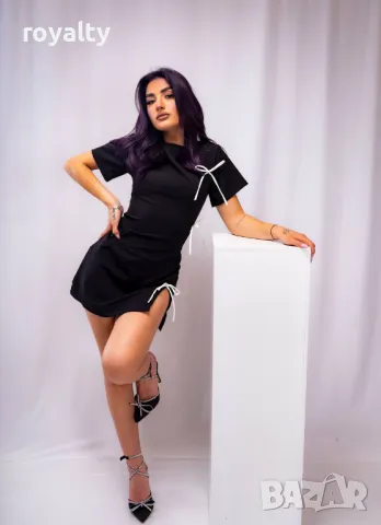 Елегантна черна стилна дамска рокля 