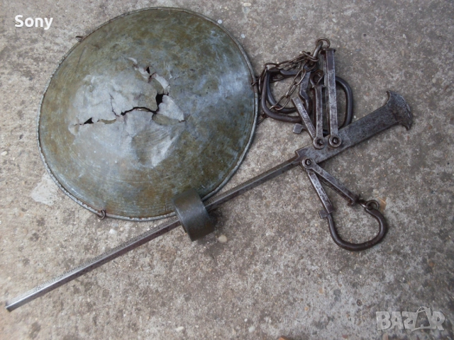 Стар кантар- паланца с топуз и ченгели., снимка 3 - Антикварни и старинни предмети - 52511599
