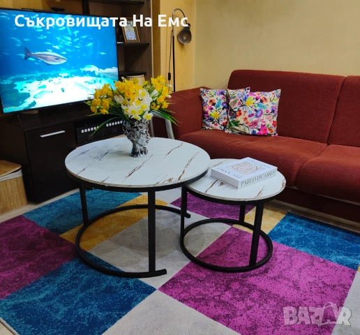 Комплект 2броя Холни маси Дион/ Dion Ефект бял мрамор  , снимка 5 - Маси - 53711594