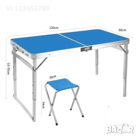 Алуминиев Комплект За Пикник: 4 Стола + Маса 120 х 60см, снимка 3 - Палатки - 50831245