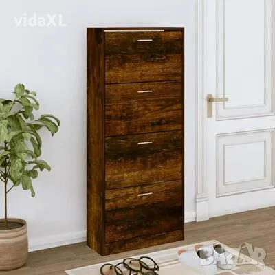 vidaXL Шкаф за обувки, опушен дъб, 63x24x147 см, инженерно дърво（SKU:342547）, снимка 2 - Шкафове - 48815108