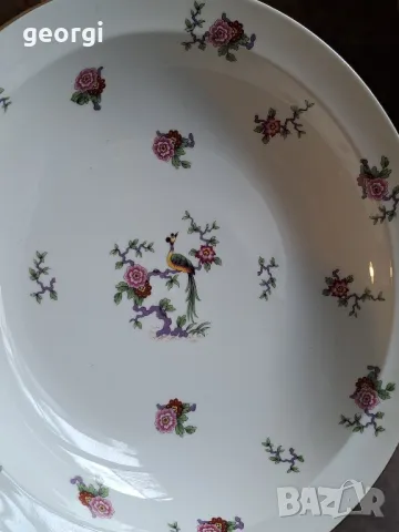 голяма порцеланова купа с рози и райски птици Limoges 8/2, снимка 3 - Сервизи - 49959116