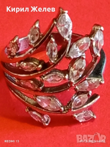 Блестящт пръстен родий и сребро с ювелирно инкрустирани кристали 26177, снимка 10 - Пръстени - 52847435