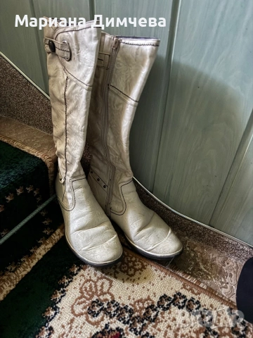 Елегантни дамски ботуши в бял цвят – №39, снимка 2 - Дамски ботуши - 53702037