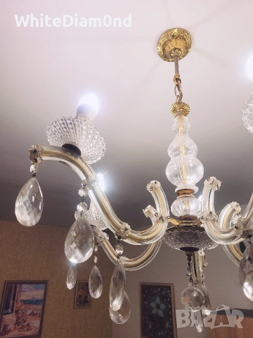 Стилен кристален полюлей с 5 свещи, снимка 2 - Полилеи - 54014988