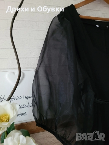 Официална черна рокля с ефектен ръкав , снимка 4 - Рокли - 52775491