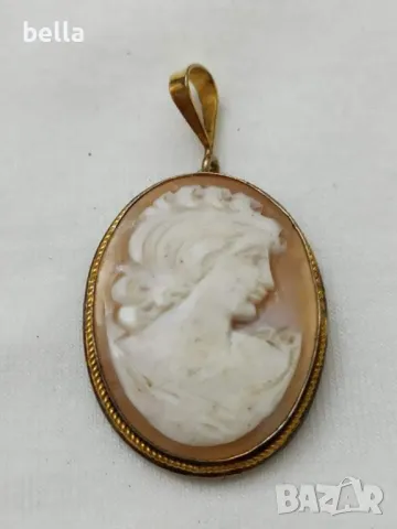 Сребърен стар  медальон-камея -сребро с позлата,маркировка 800 проба., снимка 4 - Антикварни и старинни предмети - 50410356