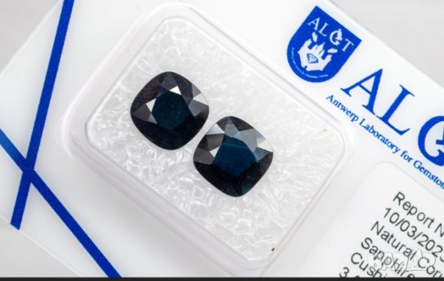 Сини сапфири,3,59 ct. ALGT сертификат , снимка 2 - Други - 45682652