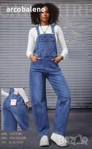 Моден дамски дънков гащеризон, 2цвята , снимка 3 - Гащеризони - 53301715