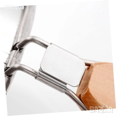 Гевгир за паста тип мрежест кош от неръждаема стомана с дървена дръжка 14см, снимка 4 - Други - 52901480