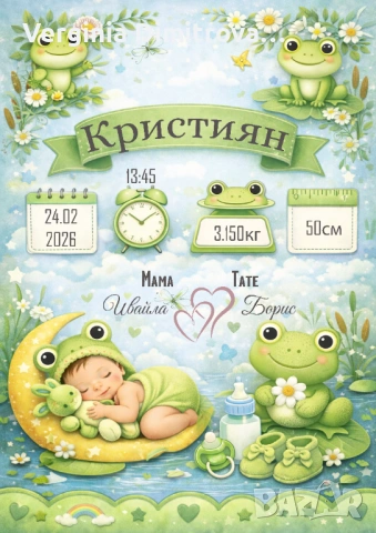 Бебешка визитка за момче, снимка 4 - Други - 53665226