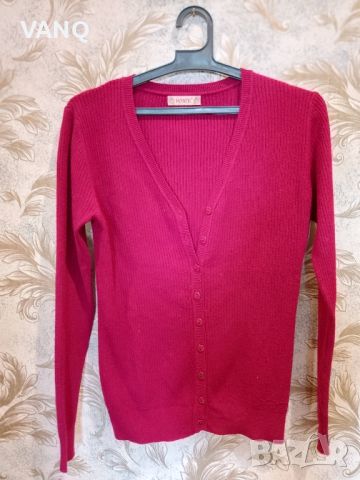 мека жилетка, бордо , снимка 1 - Блузи с дълъг ръкав и пуловери - 45538373