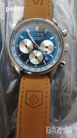 Часовник лиге с 6 функционални стрелки и дата ,водоустойчив., снимка 2 - Мъжки - 50022209