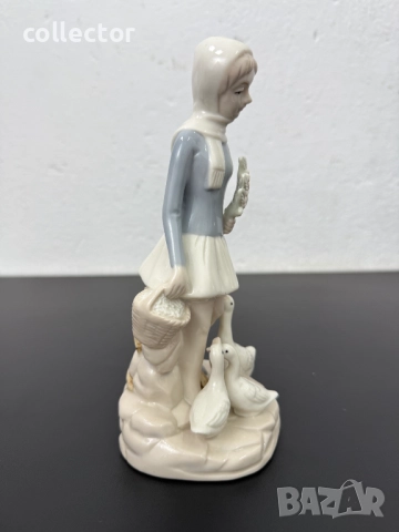 Испанска порцеланова фигура на момиче с гъски. №7577, снимка 4 - Колекции - 52301440