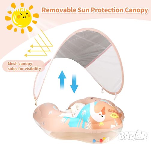 Надуваема бебешка плувка Swimbobo с безопасна дънна опора за по-безопасно плуване, играчка за плувен, снимка 3 - Надуваеми играчки - 45542244