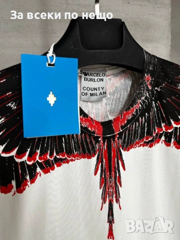 Marcelo Burlon Мъжка Бяла Тениска👕Мъжка Блуза С Къс Ръкав В Бял Цвят Код MensPoint47, снимка 2 - Тениски - 53716166