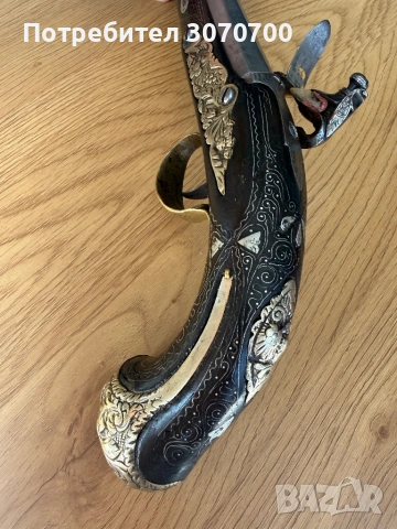 Уникален сребърен кремъчен пищов, снимка 2 - Антикварни и старинни предмети - 53841423