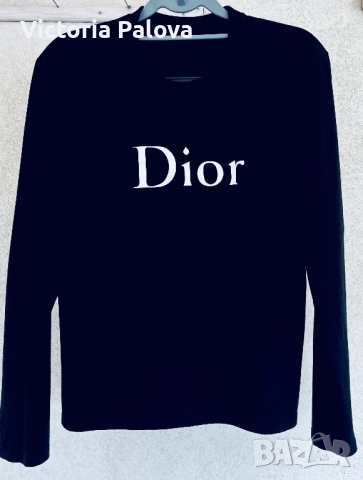 Черна блуза Dior стил, плътен памук, отлична изработка, унисекс