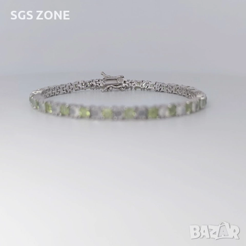 Ръчно изработена сребърна гривна с перидот и лунен камък, снимка 14 - Гривни - 52575999