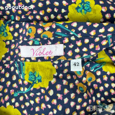 Дамска копринена риза на цветя Violet floral silk shirt , снимка 3 - Ризи - 46348473