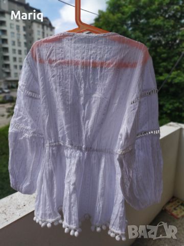 Пролетна блузка Бохо стил бяла нова С-М размер 20 лв , снимка 5 - Блузи с дълъг ръкав и пуловери - 45491497