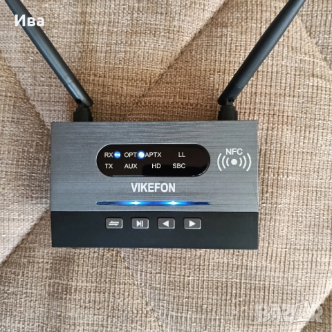 Bluetooth 5 Receiver&Transmitter B22, Optical,AUX,aptX HD,NFC, като нов!, снимка 1