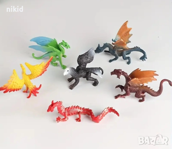 6 бр Дракон змей пластмасови фигурки играчки фигурка за игра и украса торта пластмасови
