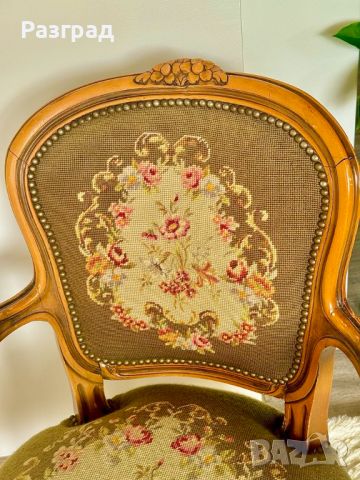 Ретро френски кресла с гобленова дамаска, снимка 4 - Дивани и мека мебел - 45523621