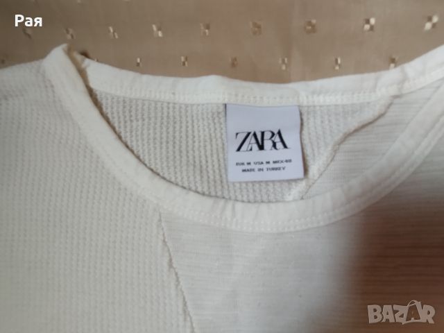 Бяла блуза zara с къс ръкав , снимка 3 - Блузи - 46365296