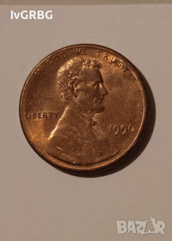 1 цент САЩ 1990 1 цент 1990 Американска монета Линкълн , снимка 2 - Нумизматика и бонистика - 44942020