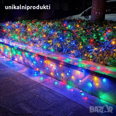 Коледни лампички LED мрежа 1.5м х 1.5м многоцветна светлина 144 диода , снимка 3 - Лед осветление - 52259351