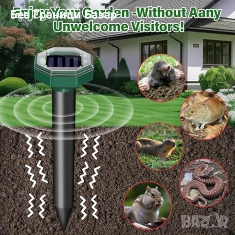 Нови 2 броя Репелер за градина – ултразвук и вибрации против вредители, снимка 2 - Други стоки за дома - 51596363
