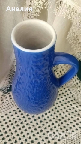 Синя нова ваза с дръжка висока и стройна, снимка 2 - Вази - 52083905