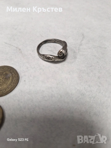 Стар сребърен пръстен от СССР -змия , снимка 4 - Антикварни и старинни предмети - 54230803