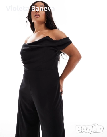 ASOS - дълъг, официален черен гащеризон за пищни дами , снимка 3 - Гащеризони - 52535388