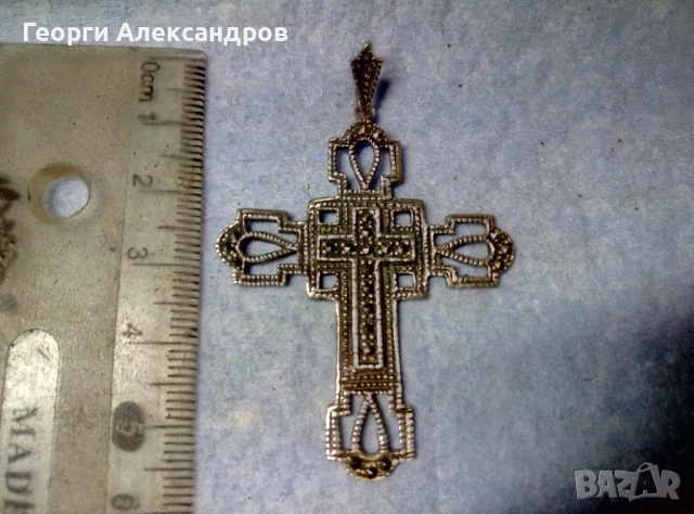 Старинен Аристократичен СКЪПОЦЕНЕН СРЕБЪРЕН КРЪСТ с 24 Марказити Ювелирен УНИКАТ Висока Проба СРЕБРО, снимка 6 - Антикварни и старинни предмети - 53146901