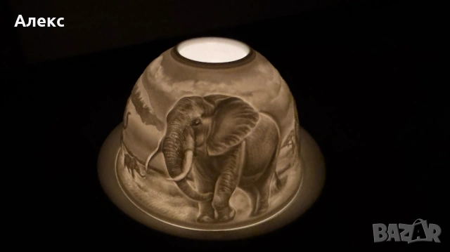 Разкошен чаен свещник, слончета–Фин порцелан! , снимка 2 - Антикварни и старинни предмети - 53057264