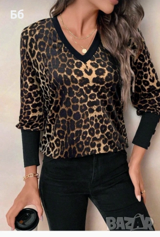 Блуза с леопардов принт, снимка 2 - Блузи с дълъг ръкав и пуловери - 53183812
